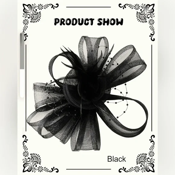Fascinators Hat Women Tea Party Headband Flower Cocktail Mesh One Size Black NIP - Picture 7 of 9